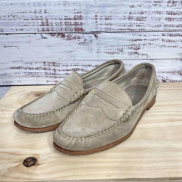 Allen Edmonds 10 D Sea Island Tan Suede Snuff Penny Loafers Slip On Shoes
